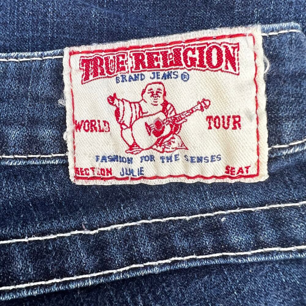 True Religion Jeans Women's 26 (2) Blue Julie Straight Pocket Flap Preppy - Picture 5 of 15